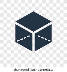 Cube vector icon isolated on transparent background, Cube transparency logo concept