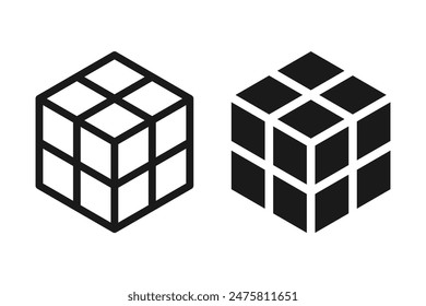 Cube vector icon on blank background