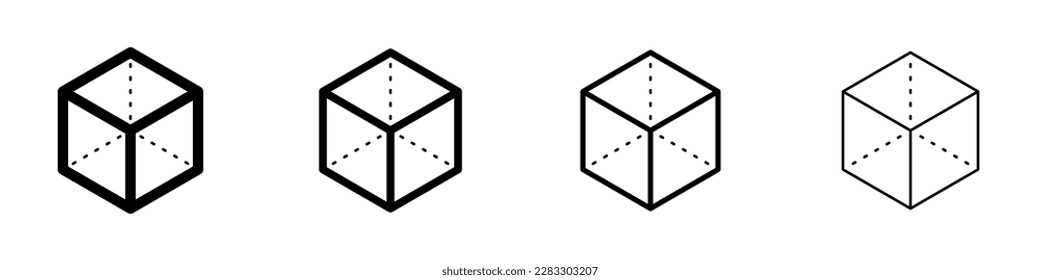 Conjunto de iconos de vector de cubo. 3d símbolos de cubo sobre fondo blanco para diseño web y aplicación. Ilustración vectorial.