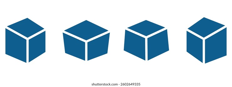 
Cube vector icon set. Black Cube icons. simple template virtual reality flat design pictogram for infographic interface elements for app logo web button, ui, logo, isolated on transparent background.