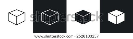 Cube vector icon set in black and white