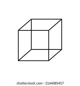 Cube vector icon. Cube symbol on a white background. Vector illustration. Black linear cube icon.