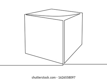 cube vector icon.continuous line drawing
