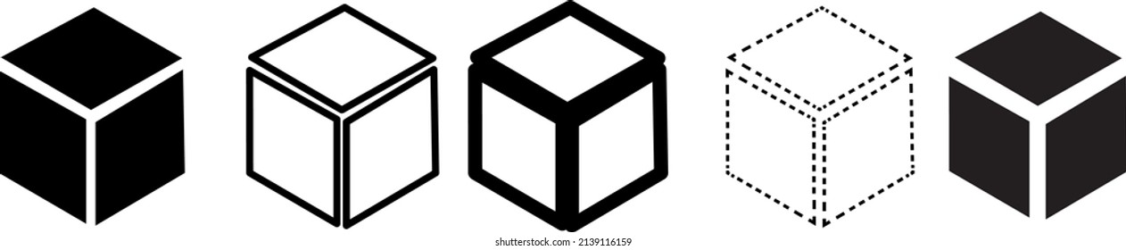 Cube vector icons. Set of Cube symbols on white background. Vector illustration. Various black Cube icons..eps
