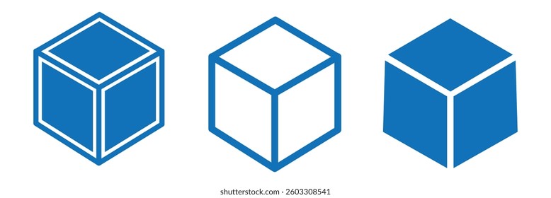 Cube vector icons. Set of Cube symbols on isolated background. Vector design. Various  Cube icons.
