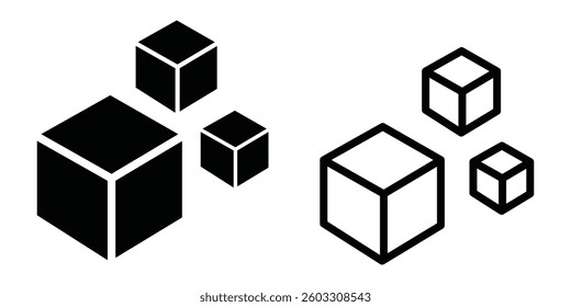 Cube vector icons. Set of Cube symbols on isolated background. Vector design. Various  Cube icons.