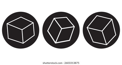 Cube vector icons. Set of Cube symbols on white background. Vector illustration. Various black Cube icons. Variety Cube Design. 