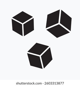 Cube vector icons. Set of Cube symbols on white background. Vector illustration. Various black Cube icons. Variety Cube Design. 