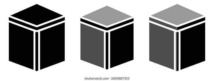Cube vector icons. Three-dimensional shape in flat, linear style. Block symbol for web and app design. Vector illustration. 