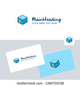 Cube  vector logotype with business card template. Elegant corporate identity. - Vector