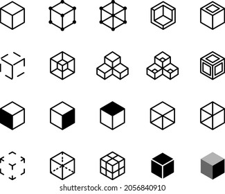 Cube vector on white background.