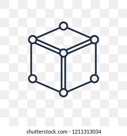 Cube vector outline icon isolated on transparent background, high quality linear Cube transparency concept can be used web and mobile