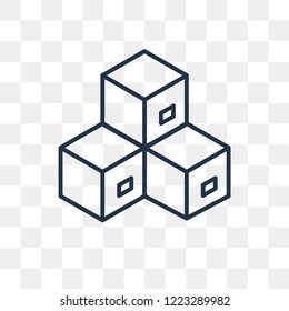 Cube vector outline icon isolated on transparent background, high quality linear Cube transparency concept can be used web and mobile