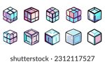 Cube vector set collection graphic clipart design