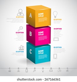 Cube Vector Template For Infographic Or Web Design