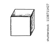cube vintage sketch. isolated vector on white background.
