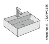 Cube wall basin. Symbol icon isolated on white background.