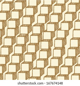 Cube waves vector seamless background, sketch 