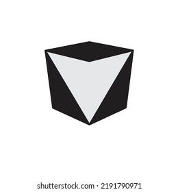 Cube white grey and black logo vectorized form editable