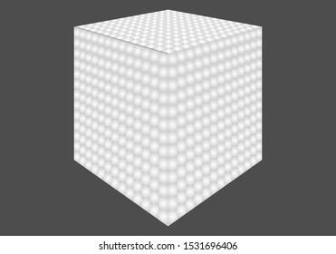 Cube with white squares on white background.