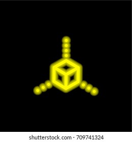Cube yellow glowing neon ui ux icon. Glowing sign logo vector