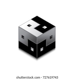 Cube Yin and Yang. An unusual look at the concept of male and female beginnings in Eastern philosophical doctrines. The struggle of opposites in different planes.