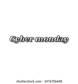 Cuber Monday slogan. Black line icon with gray shifted flat filled icon on white background. Illustration.