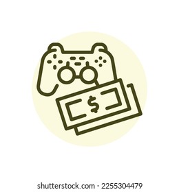 Cubersport bet black line icon. Casino game. Pictogram for web page