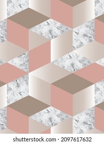 Cubes with 3D gradient and marble pattern