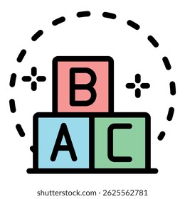 Ícone de cubos abc. Contornar cubos abc ícone vetorial cor plana isolada