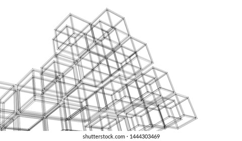 
cubes abstract architecture 3d illustration