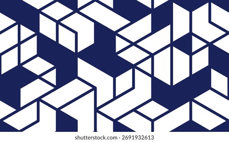 Cubes abstract architecture background, construction seamless pattern with 3D blocks, geometric linear polygon wallpaper, isometric cubic tiling pattern.