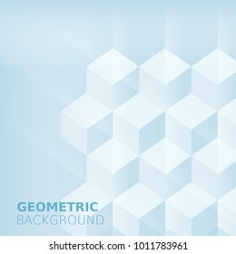 Cubes abstract background, blue monochrome color, squares, shadow blending, for advertising, invitation cards, flyer, banner, isolated, vector, illustration
