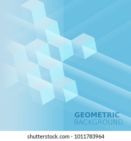 Cubes abstract background, blue monochrome color, squares, shadow blending, for advertising, invitation cards, flyer, banner, isolated, vector, illustration