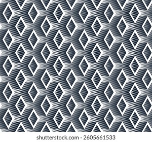 Cubes abstract background, seamless pattern with 3D blocks, geometric linear polygon wallpaper, isometric surreal cubic construction tiling pattern.