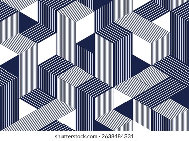 Cubes abstract background, seamless pattern with 3D blocks, geometric linear polygon wallpaper, isometric surreal cubic construction tiling pattern.