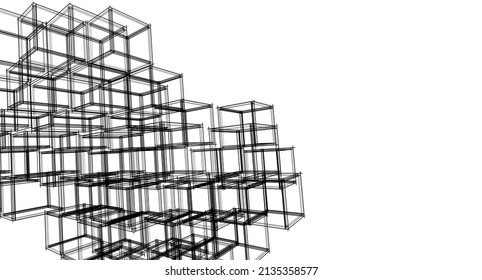 cubes abstract geometry 3d rendering