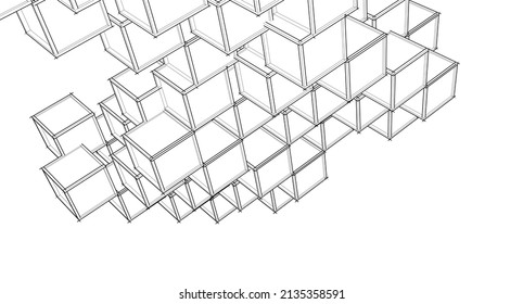 cubes abstract geometry 3d rendering