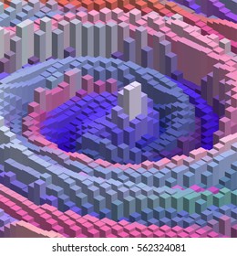 Cubes in an abstract pattern for a background. Purple, pink, blue colors