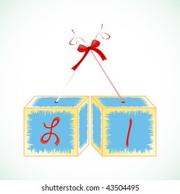 cubes alphabet L, abstract art illustration