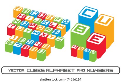 Cubes alphabet letters and numbers