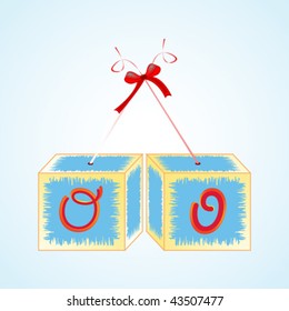 cubes alphabet O, abstract art illustration