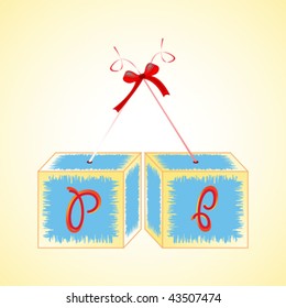 cubes alphabet P, abstract art illustration