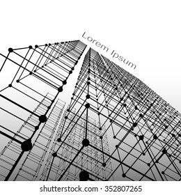 Cubes of the atomic lattice stretching into the future. The background of the screen objects. 