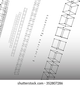 Cubes of the atomic lattice stretching into the future. The background of the screen objects. 