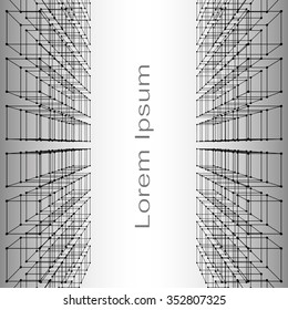 Cubes of the atomic lattice stretching into the future. The background of the screen objects. 