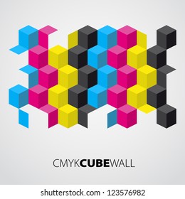 Cubes background - vector illustration - Cyan, magenta, yellow, black color - CMYK color theme