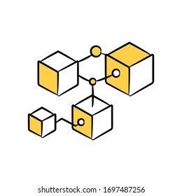 cubes for block chain  and network concept