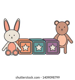 cubes blocks with bear and rabbit toys entertainment
