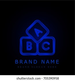 Cubes blue chromium metallic logo